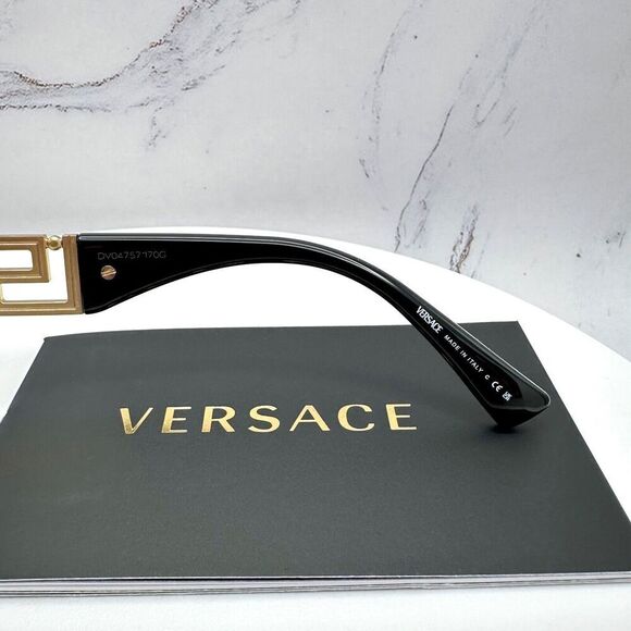 Versace Sunglasses Gold Rectangle Metal Logo Black Retro Italy 100% Authentic - Picture 8 of 16
